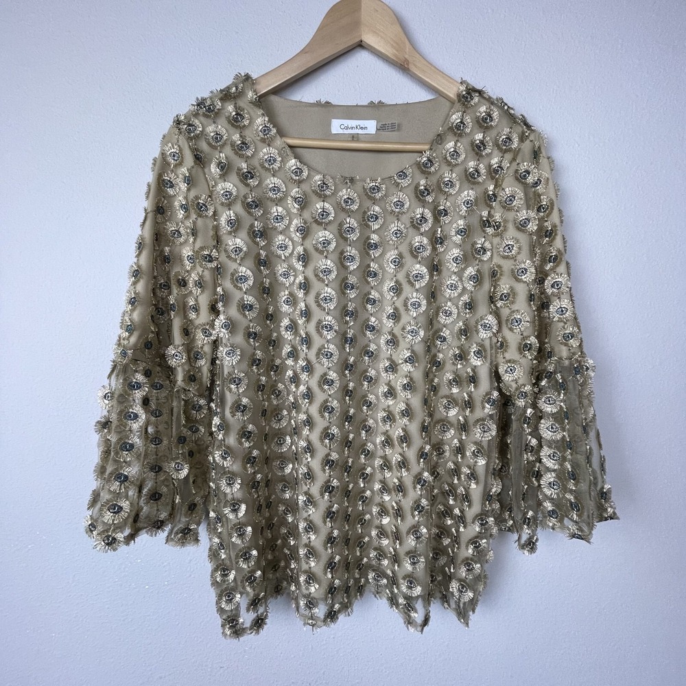 Calvin Klein Gold Circle Top Size‎ Medium Overlay Party Wedding Date Night